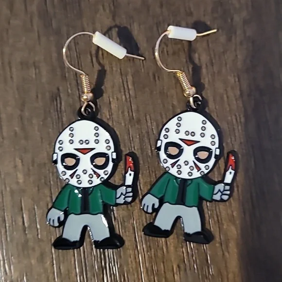 Jason Voorhees fish hook dangle earrings - Picture 1 of 1